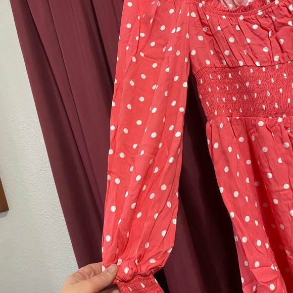 AFRM Coral polka dot mini dress size L - Picture 4 of 10